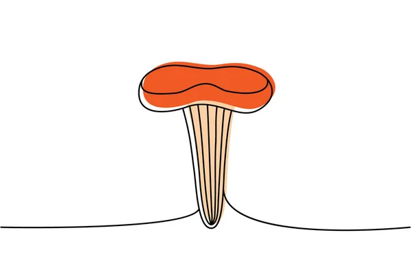 Mushroom One Line Colored Continuous Drawing Mushroom Continuous One Line — Stockvector