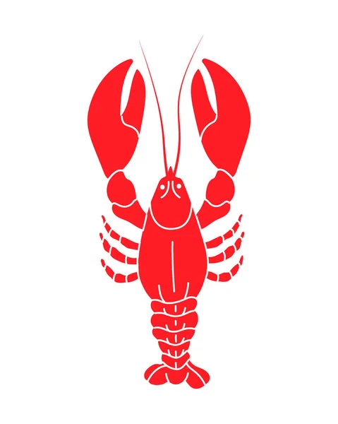 Crayfish Silhouette Fresh Lobster Seafood Hand Drawn Illustration Red Swamp — Stockvektor