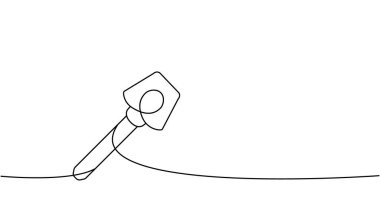 Key one line continuous drawing. Home key continuous one line illustration. Vector minimalist linear illustration. Isolated on white background.