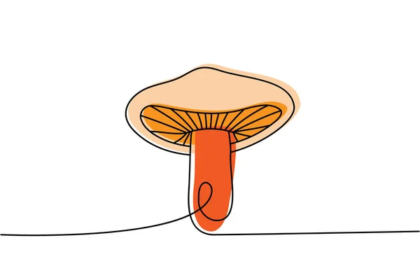 Mushroom One Line Colored Continuous Drawing Mushroom Continuous One Line — 스톡 벡터