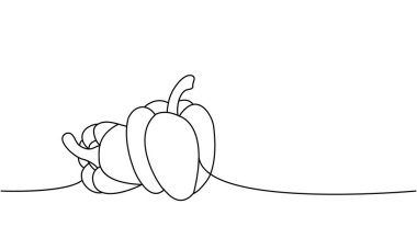 Bell peppers one line continuous drawing. Peppers continuous one line illustration. Vector minimalist linear illustration. Isolated on white background.
