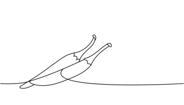 Chili peppers one line continuous drawing. Chili peppers continuous one line illustration. Vector minimalist linear illustration. Isolated on white background.