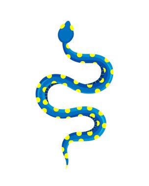Blue snake. Tropical toxic snake. Colored exotic rattlesnake isolated on white background. Hand drawn vector illustration.