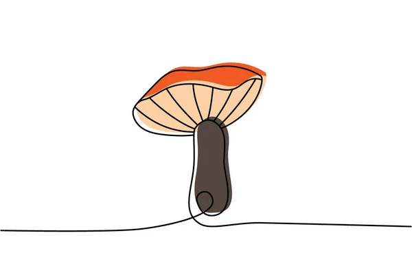 Mushroom One Line Colored Continuous Drawing Mushroom Continuous One Line — Stock vektor