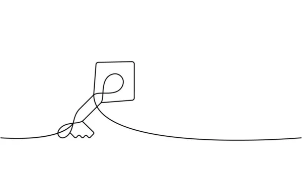 Key One Line Continuous Drawing Home Key Continuous One Line — Archivo Imágenes Vectoriales