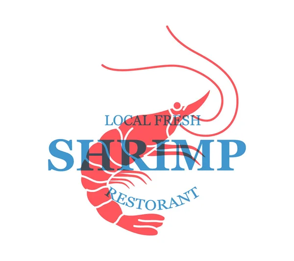 Shrimp Vintage Emblem Template Local Fresh Seafood Restaurant Shrimp Prawn — Stockvektor