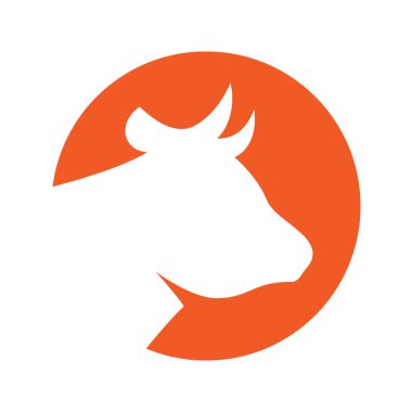 Cow head silhouette. Bull symbol. Beef head silhouette. Vector illustration. Farm animal icon isolated on white background.