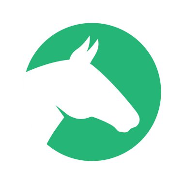 Horse head silhouette. Horse symbol. Stallion head silhouette. Vector illustration. Farm animal icon isolated on white background.