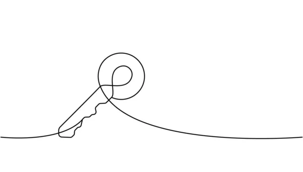 Key One Line Continuous Drawing Home Key Continuous One Line — Stock vektor