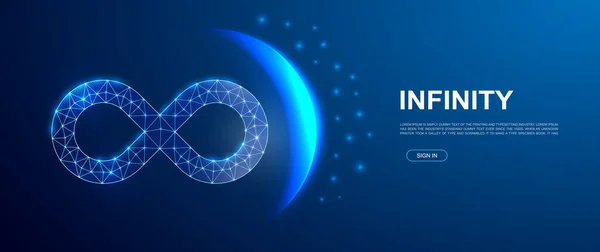 Infinity Polygonal Symbol Landing Page Website Template Low Poly Endlessness — Wektor stockowy