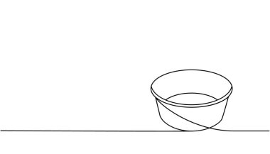 Karton kâse bir çizgi aralıksız çiziyor. Boş karton kutular, paket paketler. Tek satır resimli yemek. Vektör minimalist doğrusal çizim. Beyaz arkaplanda izole.