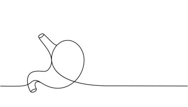 İnsan midesi aralıksız bir çizim. İnsan organı sürekli tek bir çizgiden oluşuyor. Vektör minimalist doğrusal çizim. Beyaz arkaplanda izole