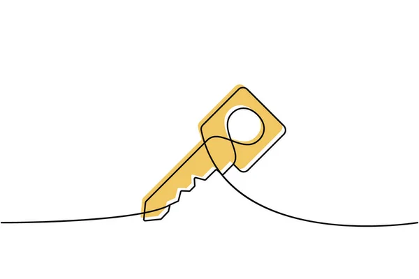 Key One Line Colored Continuous Drawing Home Key Continuous One — Vettoriale Stock