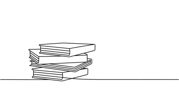 Stack Libri Una Linea Disegno Continuo Libreria Libreria Continua Una — Vettoriale Stock