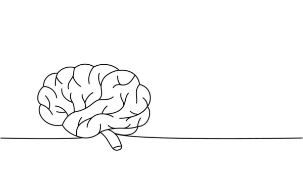 Cerveau Humain Une Ligne Dessin Continu Organe Humain Illustration Continue — Image vectorielle