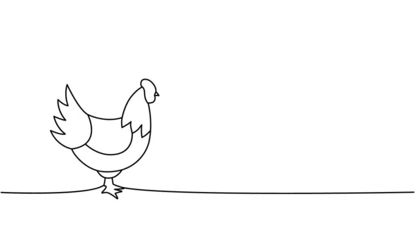 Pollo Una Línea Dibujo Continuo Símbolo Pollo Pájaro Granja Ilustración — Vector de stock