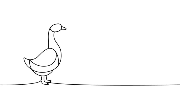 Gänse Eine Linie Ununterbrochene Zeichnung Gänsehaut Symbol Bauernvogel Durchgehende Abbildung — Stockvektor