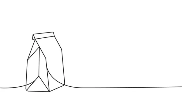 Kağıt Torba Bir Çizgi Sürekli Çizim Boş Karton Kutular Paket — Stok Vektör