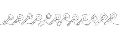 Set of Key one line continuous drawing. Home key continuous one line set illustration. Vector minimalist linear illustration. Isolated on white background.