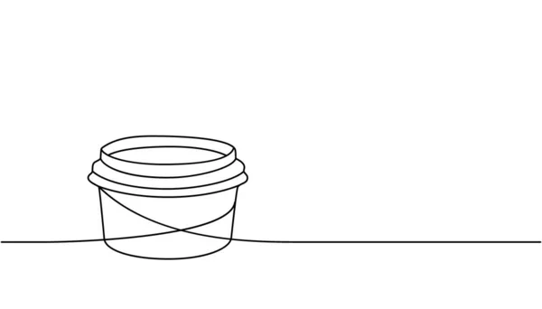 Leere Pappschüssel Eine Linie Durchgehende Zeichnung Pappkartons Tüten Für Lebensmittel — Stockvektor