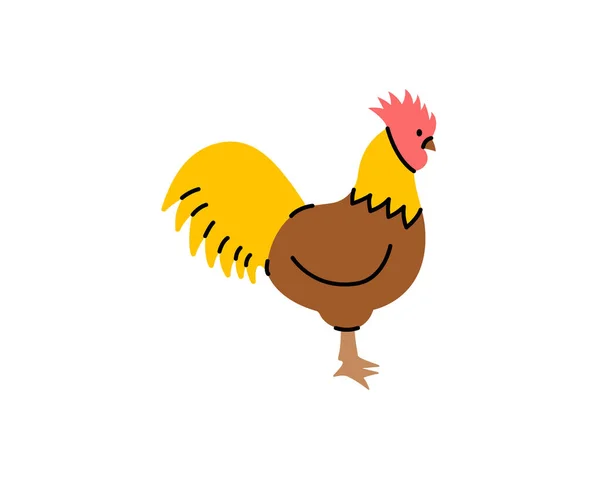 公鸡手绘的轮廓 公鸡的象征 鸡鸟的轮廓 矢量图解 白色背景的农场鸟类 — 图库矢量图片