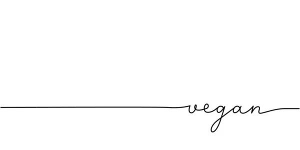 Palabra Vegana Continua Una Línea Con Palabra Dibujo Minimalista Ilustración — Vector de stock