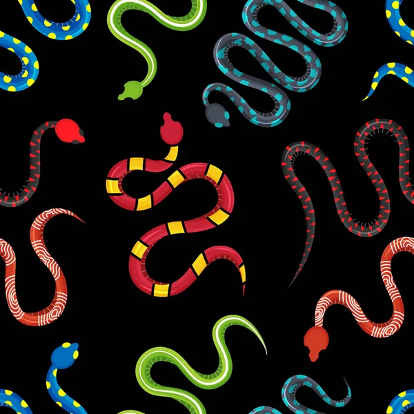 Farbige Schlangenmuster Gefährliche Exotische Schlangen Vektorillustration Handgezeichnetes Muster Für Giftige — Stockvektor