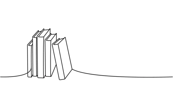 Empilement Livres Une Ligne Dessin Continu Librairie Bibliothèque Continue Illustration — Image vectorielle