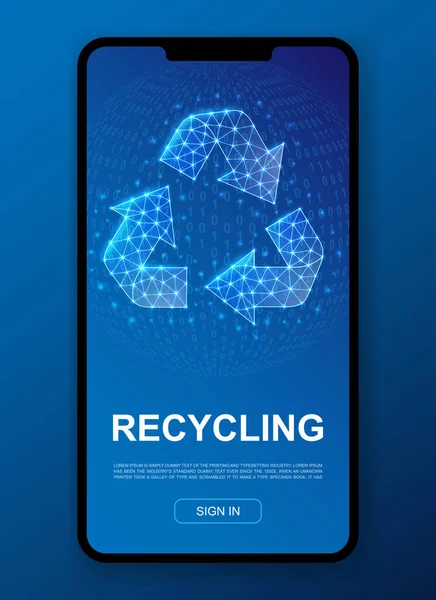Prullenbak Veelhoekig Symbool Voor Design Template Lage Poly Afval Recycling — Stockvector