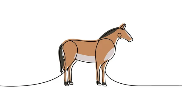 Кінь Одна Лінія Кольоровий Безперервний Малюнок Символ Коня Ферма Тварин — стоковий вектор