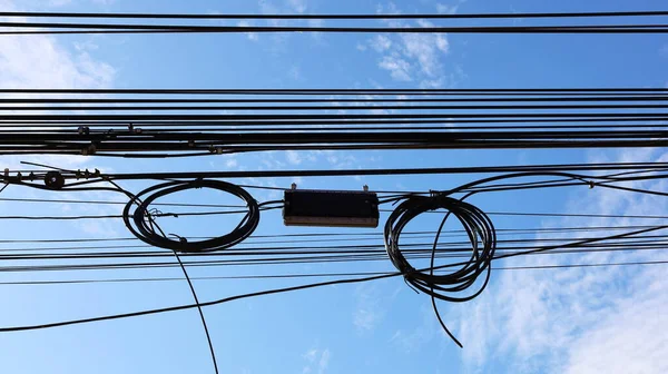 Cable Reels Internet Boxes Cable Silhouette Splitter Box Fiber Optic — ストック写真