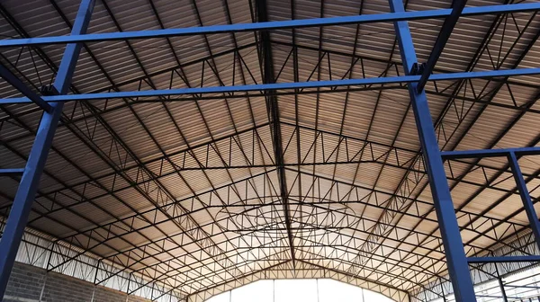 Steel Columns Building Roof Structures Details Roof Industrial Building Covered — 스톡 사진