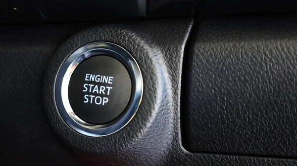 Кнопка Запустить Двигатель Машине Кнопка Ручного Управления Автомобилем Черном Фоне — стоковое фото