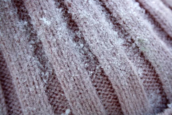 Pălărie Roz Tricotată Praf Zăpadă Contextul Textului — Fotografie, imagine de stoc