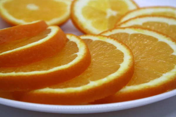 Juicy Orange Slices White Background Vitamin Space Text — Stock Photo, Image