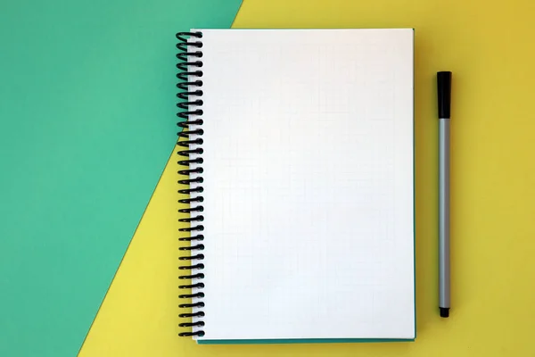 Planner Layout Open Blank Spiral Notebook Design Lettering Text Template — Zdjęcie stockowe