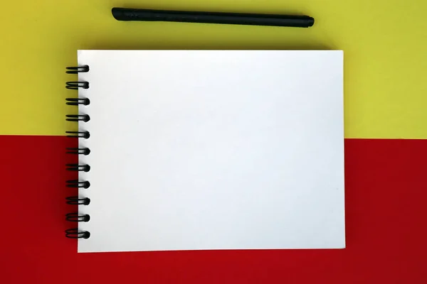 Planner Layout Open Blank Spiral Notebook Design Lettering Text Template — Zdjęcie stockowe