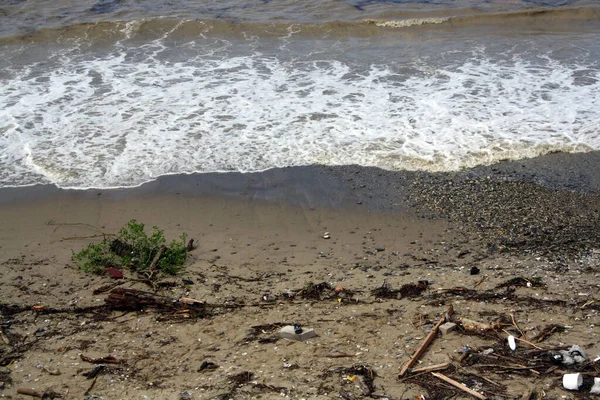 Black Sea Storm Dirty Water Bad Weather Dzhubga Russia — Stock Photo, Image