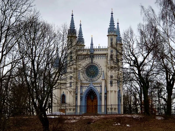 Kościół Aleksandra Newskiego Gotycka Kaplica Użyciu Peterhof Petersburg — Zdjęcie stockowe