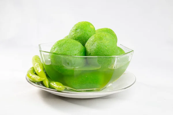 Dolci Peperoncino Sulla Ciotola Colore Verde Aromatizzato Peperoncino Sapore Caldo — Foto Stock