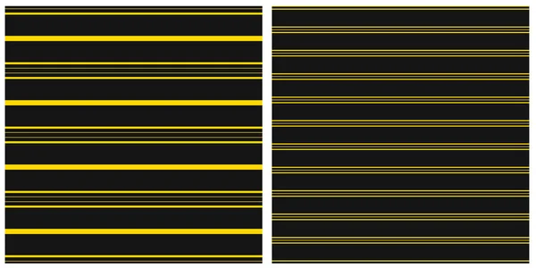 Ensemble Motifs Vectoriels Abstraits Rayures Horizontales Dorées Sur Fond Noir — Image vectorielle