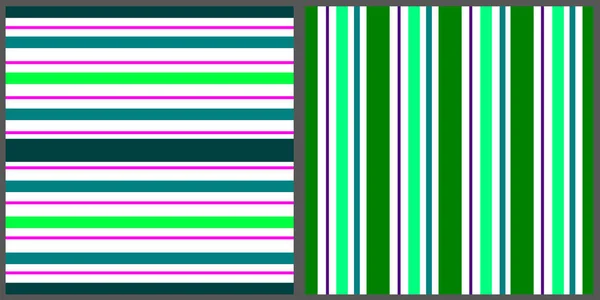 Коллекция Векторных Бесшовных Шаблонов Вертикальные Горизонтальные Линии Тонкие Толстые Зеленые — стоковый вектор