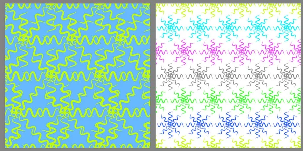 Conjunto Patrones Sin Fisuras Vectoriales Líneas Onduladas Multicolores Abstractas Sobre — Vector de stock