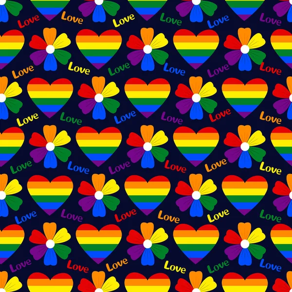 Vektor Sömlöst Mönster Med Hbt Community Pride Symboler Mörk Isolerad — Stock vektor