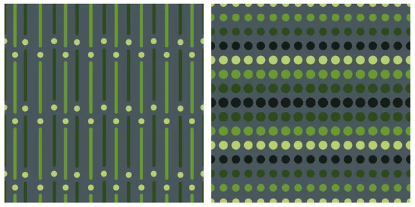 Набор Векторных Бесшовных Геометрических Узоров Покрывала Круги Зеленой Палитре — стоковый вектор