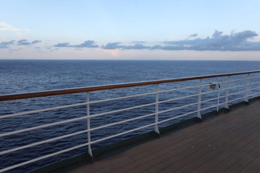 bir yolcu gemisi güverteden denize bakarak