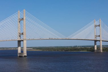 Dames Point Bridge against the clear blue skies in Jacksonville Florida