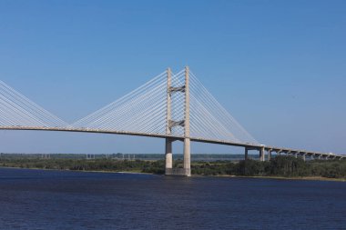 Dames Point Bridge against the clear blue skies in Jacksonville Florida