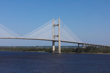 Dames Point Bridge against the clear blue skies in Jacksonville Florida