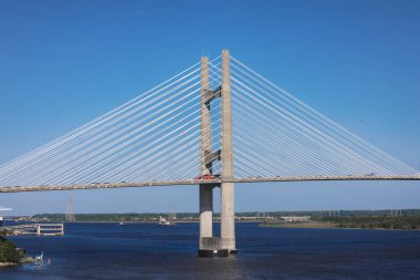 Dames Point Bridge against the clear blue skies in Jacksonville Florida